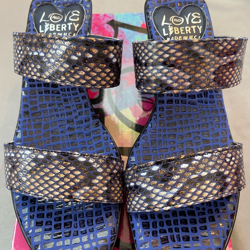 Women's Blue Snakeskin Print Sandals-Multiple Sizes Available